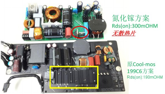 苹果一体机电源对比C6方案与氮化镓方案